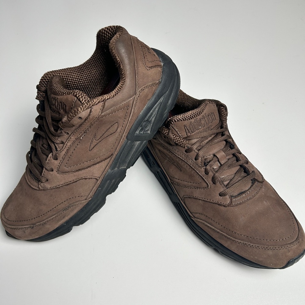 Brooks Addiction Walker Brown Nubuck Leather Walking Shoes Mens 11 D 1100392L039